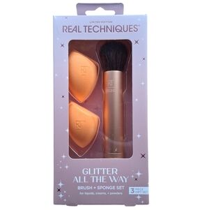 Real Techniques Glitter All The Way Brush And Sponge Set